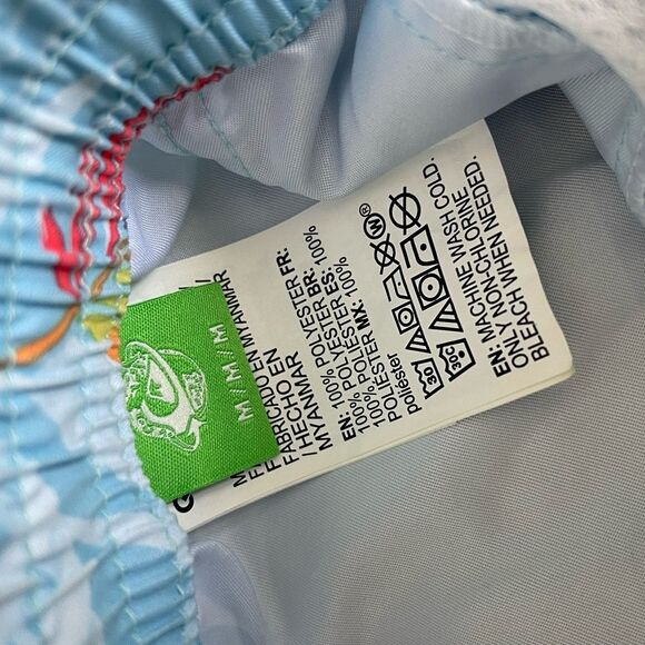 Quiksilver Blue and Orange Swim Trunks with Tropical Floral Design - Picture 7 of 7